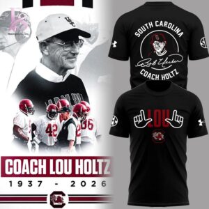 Close-up of Remembering The Life And Legacy Of Lou Holtz T Shirt 4 highlighting smooth finish and modern look.