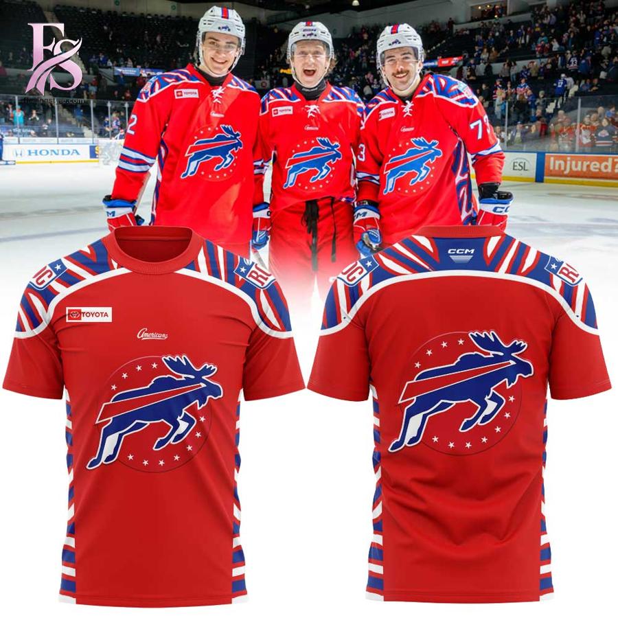 Comfortable and breathable fabric detail shown in Rochester Americans Buffalo Bills Day 2026 Shirt 1 crafted for all day wear