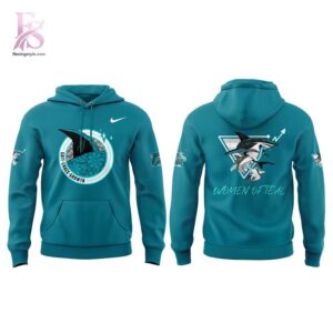 Close-up of San Jose Sharks Grit Grace Growth Women of Teal Night Hoodie 2 highlighting smooth finish and modern look.