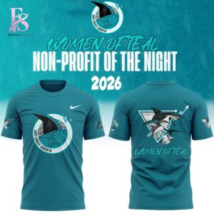Close-up of San Jose Sharks Grit Grace Growth Women of Teal Night Hoodie 3 highlighting smooth finish and modern look.