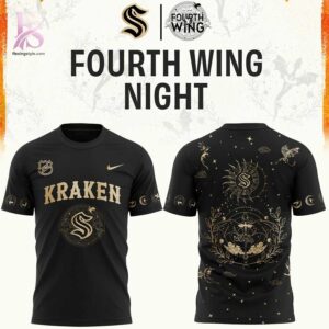 Comfortable and breathable fabric detail shown in Seattle Kraken Fourth Wings Night 2026 Shirt 1 crafted for all day wear