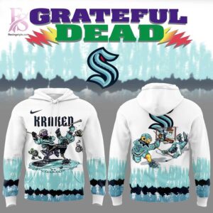 Close-up of Seattle Kraken Grateful Dead Tie Dye Hoodie 1 highlighting smooth finish and modern look.