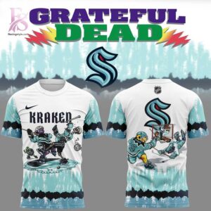 Close-up of Seattle Kraken Grateful Dead Tie Dye Hoodie 3 highlighting smooth finish and modern look.