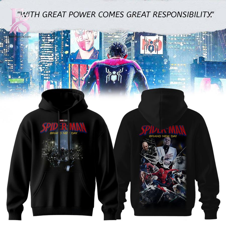 Close-up of Spider Man Brand New Day 2026 Hoodie 1 highlighting smooth finish and modern look.