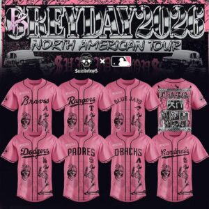 Casual outfit inspiration displayed in SuicideboyS Greyday 2026 North American Tour MLB team Jersey 1 ideal for relaxed and street style outfits