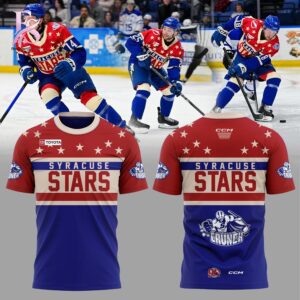 Minimalist fashion design suitable for casual and streetwear looks in Syracuse Crunch Celebrate hockey history Syracuse Stars Shirt 1
