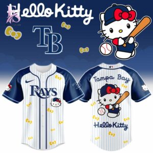Minimalist fashion design suitable for casual and streetwear looks in Tampa Bay Rays Hello Kitty 2026 Jersey 1