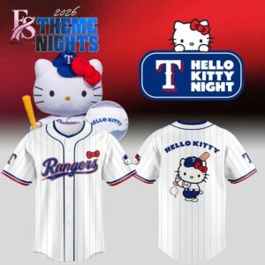 Comfortable and breathable clothing shown in Texas Rangers 2026 Hello Kitty Night Jersey 1 designed for all day wear