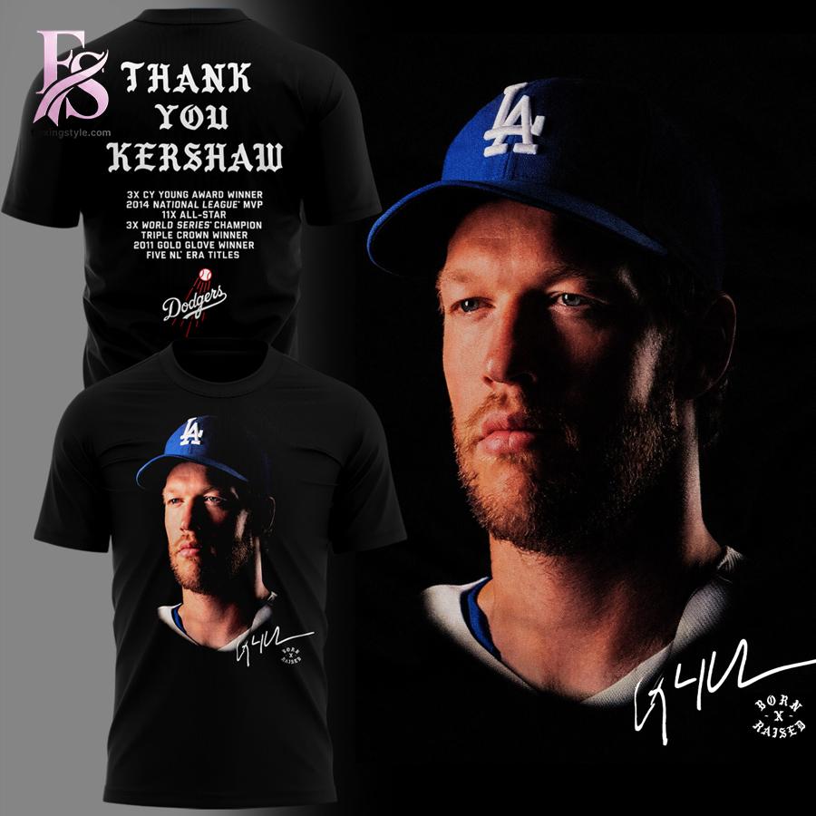 Trendy streetwear outfit featured in Thank You KERSH Los Angeles Dodgers Shirt 1 with modern casual styling and clean silhouette
