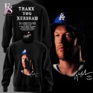 Trendy streetwear outfit featured in Thank You KERSH Los Angeles Dodgers Shirt 3 with modern casual styling and clean silhouette