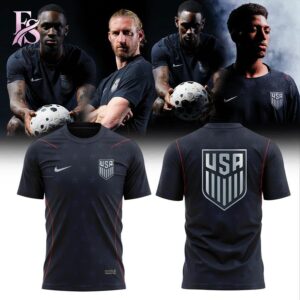 Close-up of USMNT 2026 Personalized Stripes Match Black Shirt 1 highlighting smooth finish and modern look.