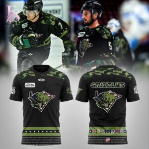 Close-up of Utah Grizzlies Military Night 2026 Hoodie 3 highlighting smooth finish and modern look.