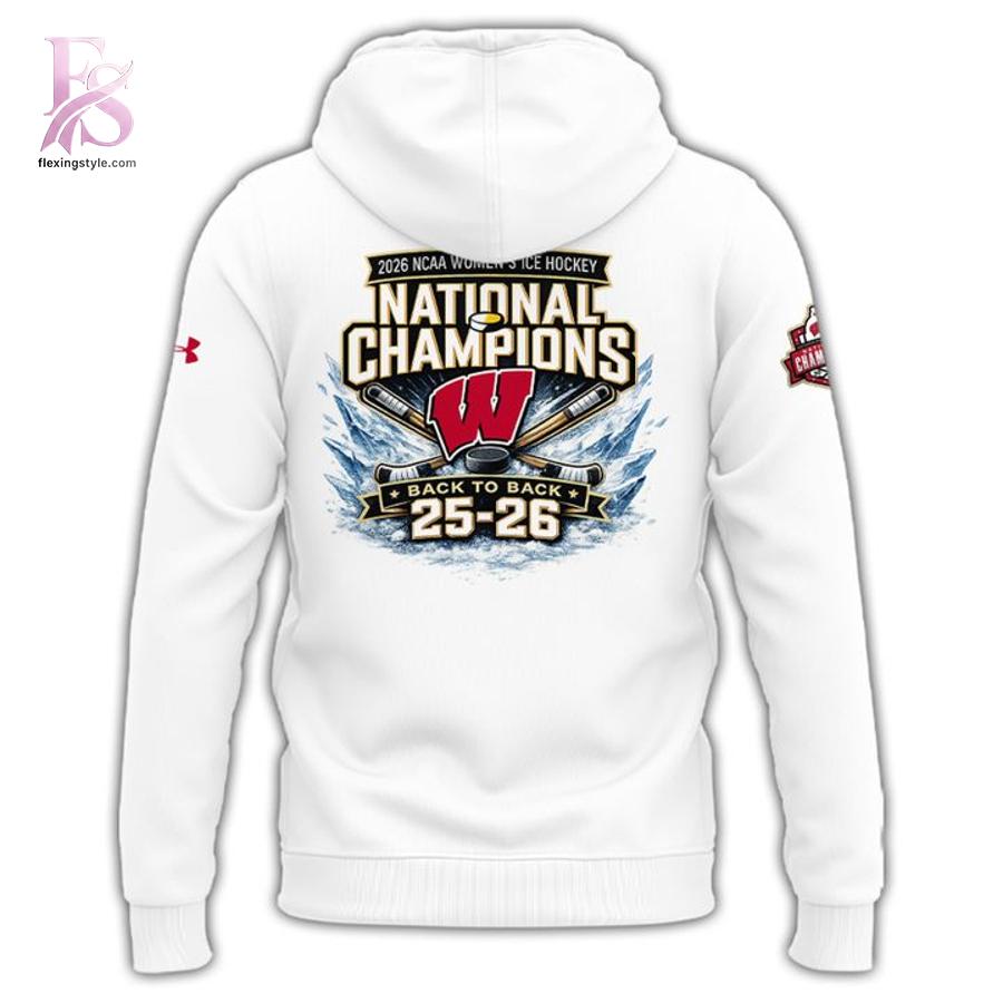 Wisconsin Hockey Back to Back Champions Hoodie 3 highlighting its unique style and everyday comfort