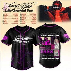 Young Miko Purple Chaos Tour Baseball Jersey 1 featuring a versatile design for daily wear
