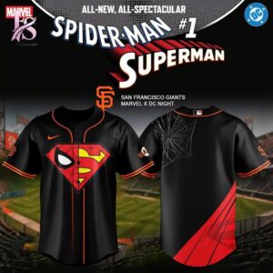 2026 San Francisco Giants x Spiderman x Superman Baseball Jersey 1 combines a modern look with comfortable wearability.