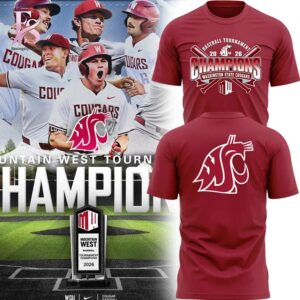 Trendy fashion product featuring premium fabric and contemporary streetwear style 2026 Washington State Cougars Baseball Tournament Champions Shirt 1