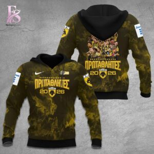 Trendy fashion product featuring premium fabric and contemporary streetwear style AEK FC Super League Stoiximan Champions 25 26 3D Apparel Hoodie 1