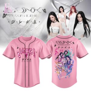 Stylish display of Aespa AEXIS LINE Global Tour 2026 Pink Baseball Jersey 1 with clean details and trendy look.