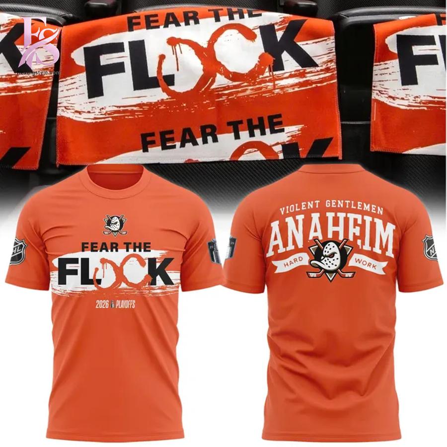 Stylish fashion product featuring modern design details and premium quality craftsmanship Anaheim Ducks 2026 Playoffs Fear The Flock Shirt 1