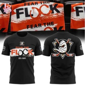 Stylish display of Anaheim Ducks 2026 Playoffs Fear The Flock T Shirt 1 with clean details and trendy look.