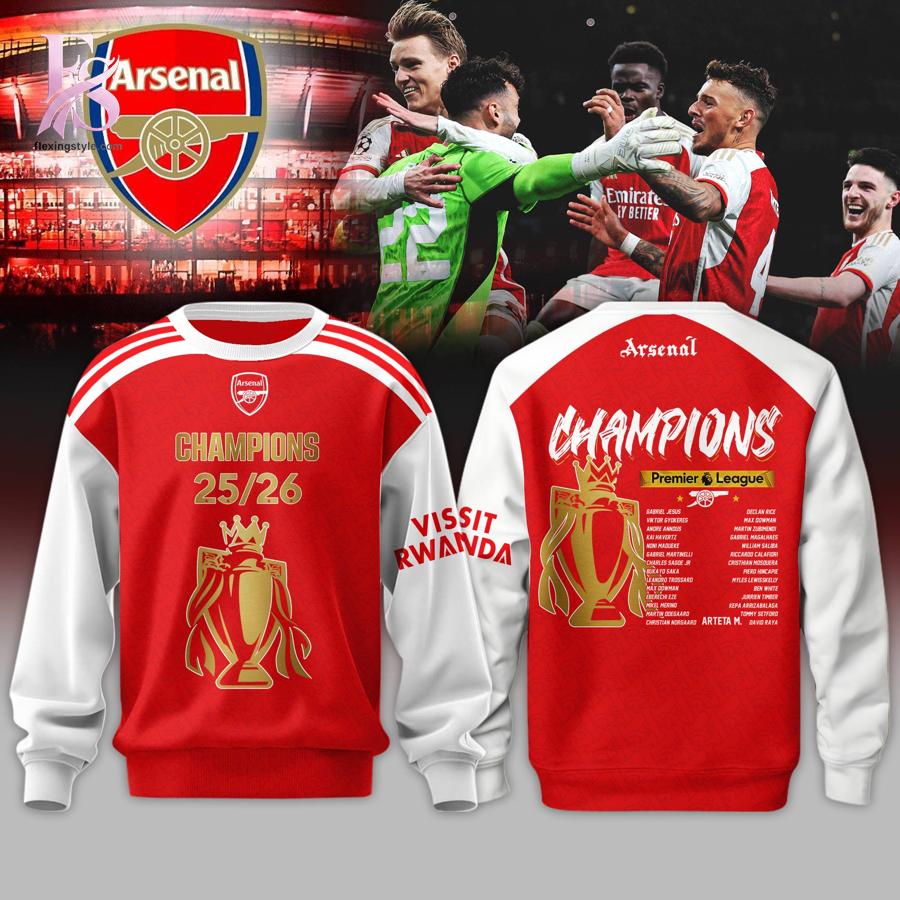 Stylish display of Arsenal 2026 Premier League Champions Hoodie 2 with clean details and trendy look.