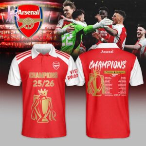 Stylish display of Arsenal 2026 Premier League Champions Polo Shirt 1 with clean details and trendy look.