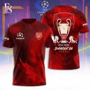 Stylish display of Arsenal F C Champions League Final Budapest 26 Final Shirt 1 with clean details and trendy look.