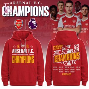 Stylish display of Arsenal F C Champions Premier League 2026 Hoodie 1 with clean details and trendy look.