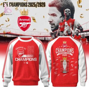 Stylish display of Arsenal F C Champions Premier League 2026 Player Sign Hoodie 2 with clean details and trendy look.