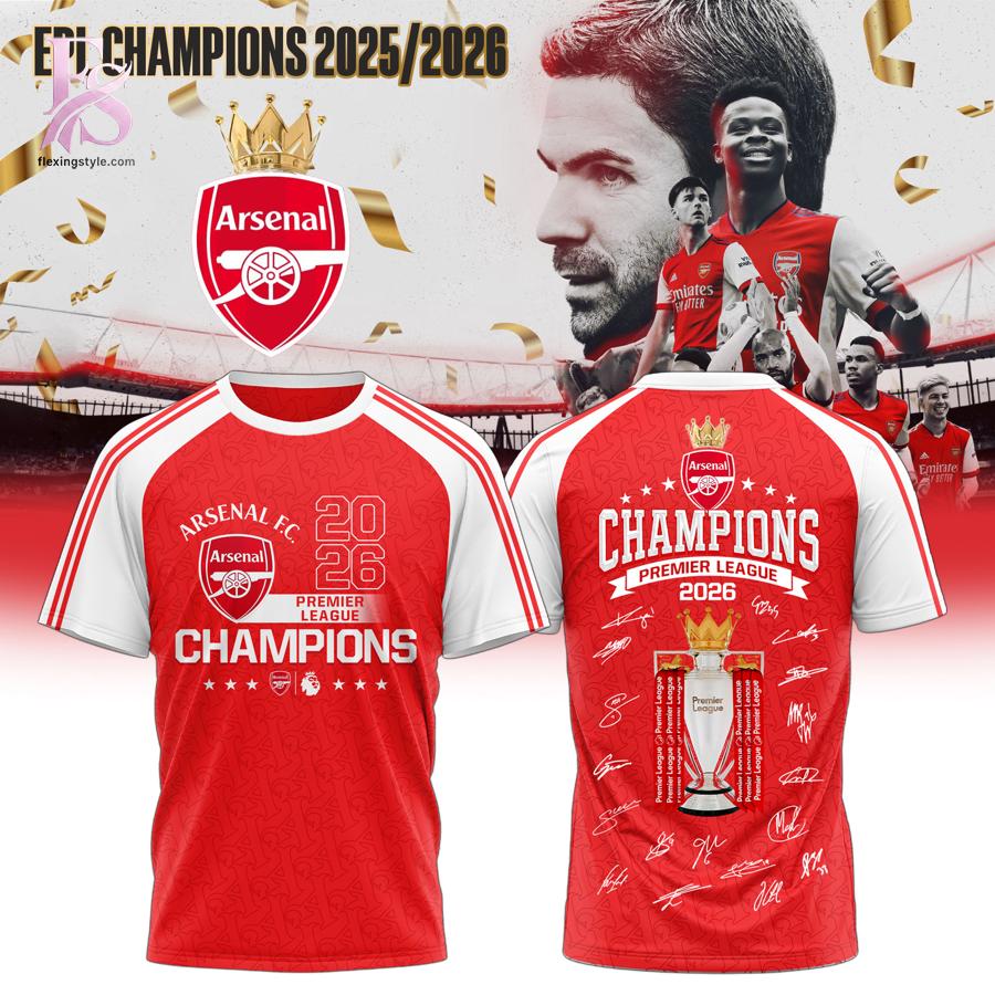 Stylish display of Arsenal F C Champions Premier League 2026 Player Sign Hoodie 3 with clean details and trendy look.