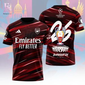 Stylish display of Arsenal FC Champions League Budapest Final 2026 Shirt 1 with clean details and trendy look.