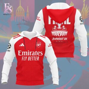 Stylish display of Arsenal FC Champions League Final 2026 Hoodie 1 with clean details and trendy look.