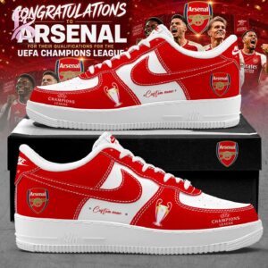 Stylish display of Arsenal UEFA Champions League 2026 Nike Air Force 1 1 with clean details and trendy look.