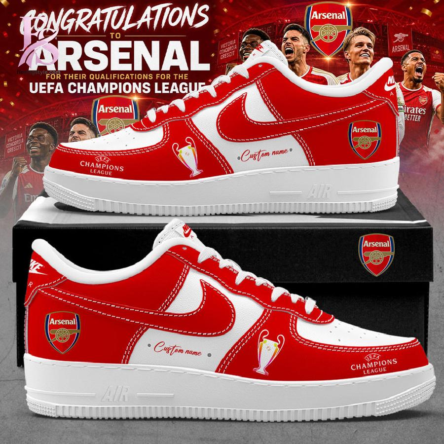 Stylish display of Arsenal UEFA Champions League 2026 Nike Air Force 1 1 with clean details and trendy look.