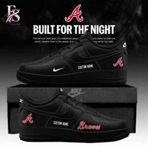 Stylish fashion apparel with modern casual design and comfortable everyday fit Atlanta Braves 2026 Fashion Black Out Nike Air Force 1 1