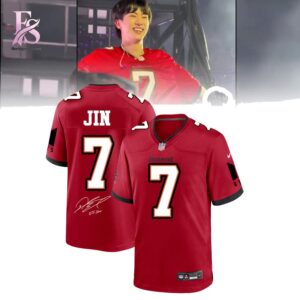 Stylish BTS Jin x Tampa Bay Buccaneers Football Jersey 1 designed for everyday comfort and casual fashion.