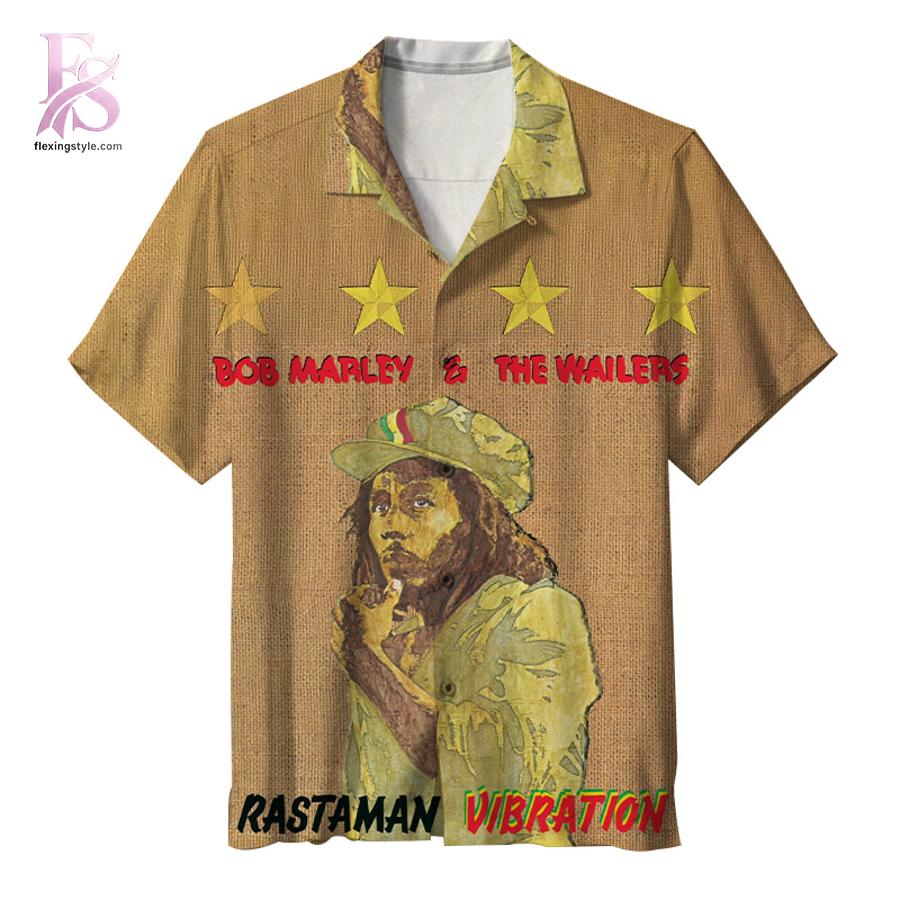 Bob Marley Rastaman Vibration Album Hawaiian Shirt 1 Hawaiian shirt featuring an album cover inspired music-themed design