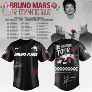 Stylish Bruno Mars Romantic World Tour Baseball Jersey 1 designed for everyday comfort and casual fashion.