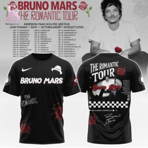 Stylish display of Bruno Mars The Romantic World Tour Hoodie 3 with clean details and trendy look.