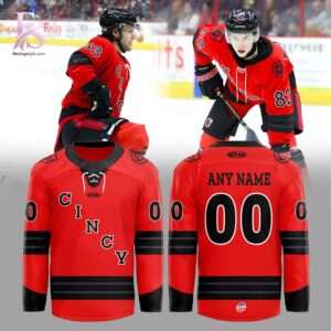 Trendy fashion product featuring premium fabric and contemporary streetwear style Cincinnati Cyclones 2025 2026 Red Game Hockey Jersey 1