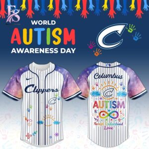 Stylish Columbus Clippers Autism Support Awareness Baseball Jersey 1 product with smooth finish and modern casual look.