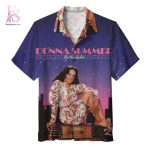 Donna Summer On the Radio Greatest Hits Album Hawaiian Shirt 1 Hawaiian shirt featuring an album cover inspired music-themed design
