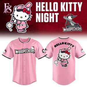 Stylish display of Fayetteville Woodpeckers Hello Kitty Night Jerseys 2026 1 with clean details and trendy look.