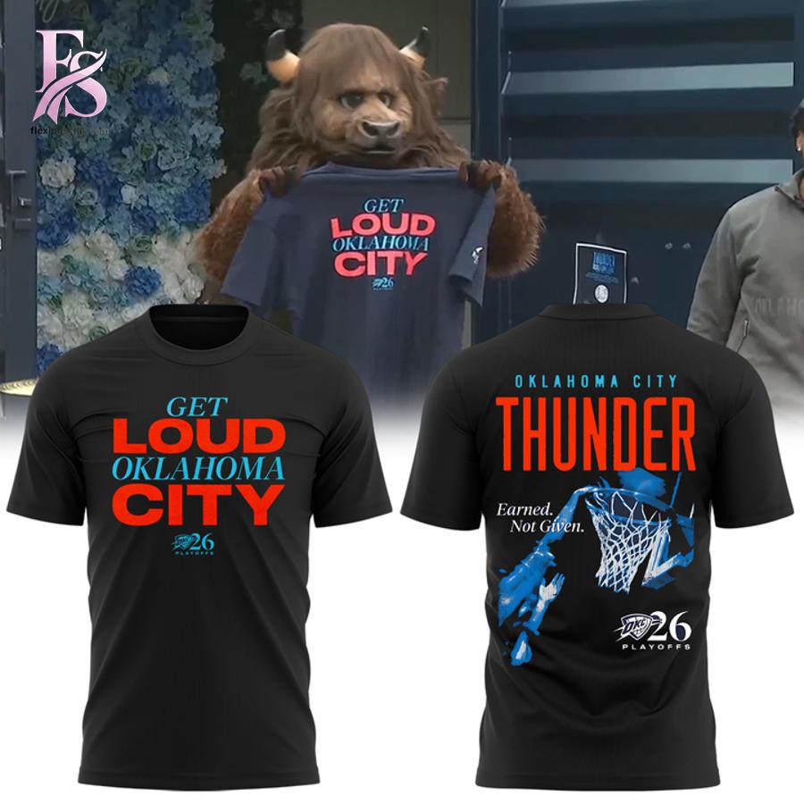 Stylish display of Get Loud Oklahoma City Thunder Basketball Playoffs Shirt 2 with clean details and trendy look.