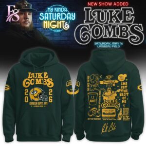 Stylish Green Bay Packers Luke Combs My Kinda Saturday Night Tour 2026 Hoodie 1 designed for everyday comfort and casual fashion.