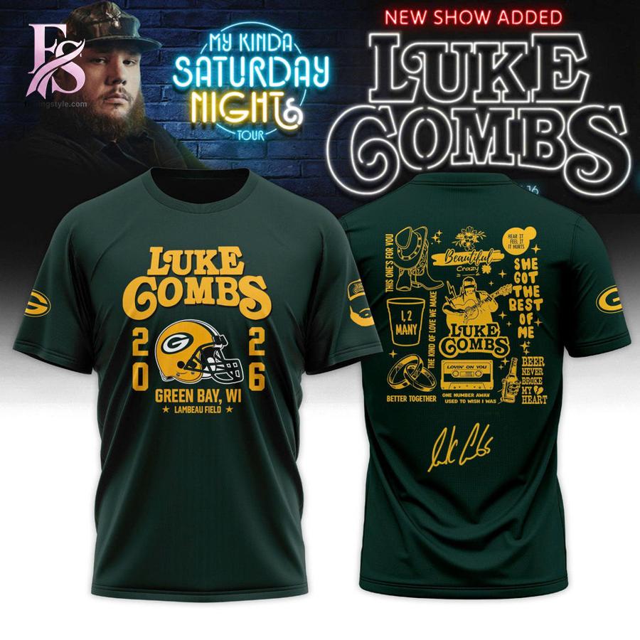 Stylish Green Bay Packers Luke Combs My Kinda Saturday Night Tour 2026 Hoodie 3 designed for everyday comfort and casual fashion.