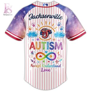 Jacksonville Jumbo Shrimp Autism Awareness Baseball Jersey 3 combines a modern look with comfortable wearability.