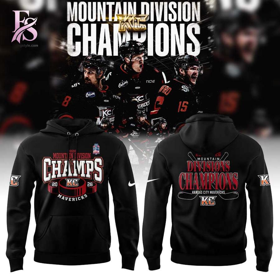 Stylish Kansas City Mavericks 2026 Mountain Division Champions Hoodie 3 with a modern look and comfortable everyday appeal.
