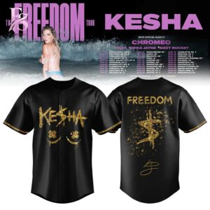 Trendy fashion product featuring premium fabric and contemporary streetwear style Kesha The Freedom Tour 2026 Baseball Jersey 1