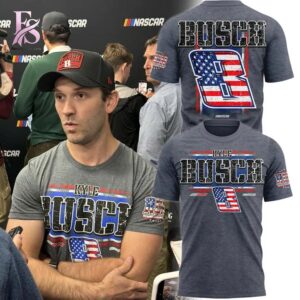 Stylish Kyle Busch 8 RCR grey T Shirt 1 with a modern look and comfortable everyday appeal.